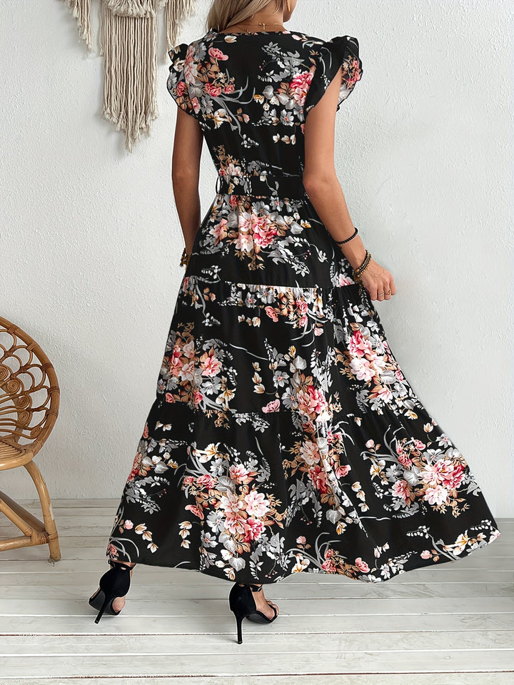 Floral Swing Dress with Bell Sleeves