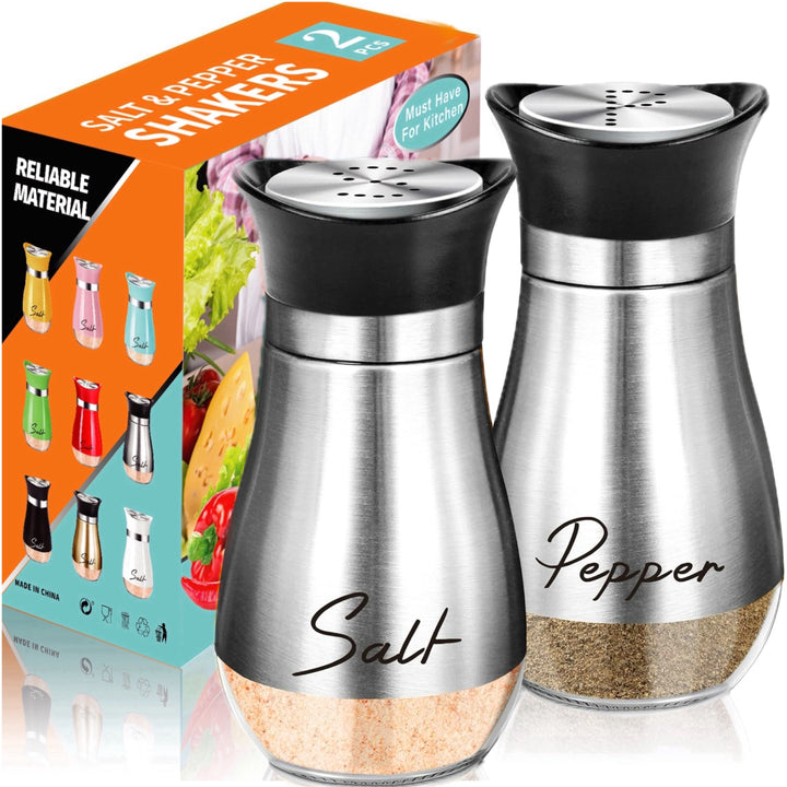 Pink Salt & Pepper Shaker Set – Glass Bottom with Stainless Steel Lid