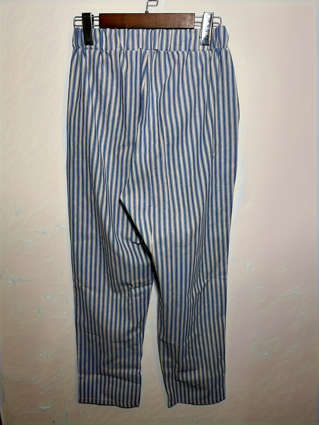 Womens Breathable Striped Drawstring Pants - Lightweight Pocketed Spring/Summer Casual Wear