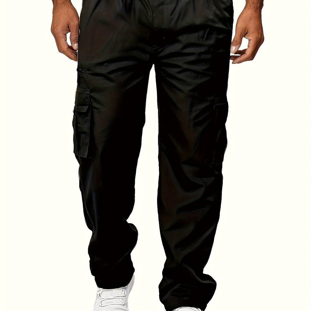 Men's Cargo Pants with Flap Pockets - Relaxed Hip-Hop Streetwear - Versatile Straight Leg Fit for Spring to Autumn Outdoor Activities