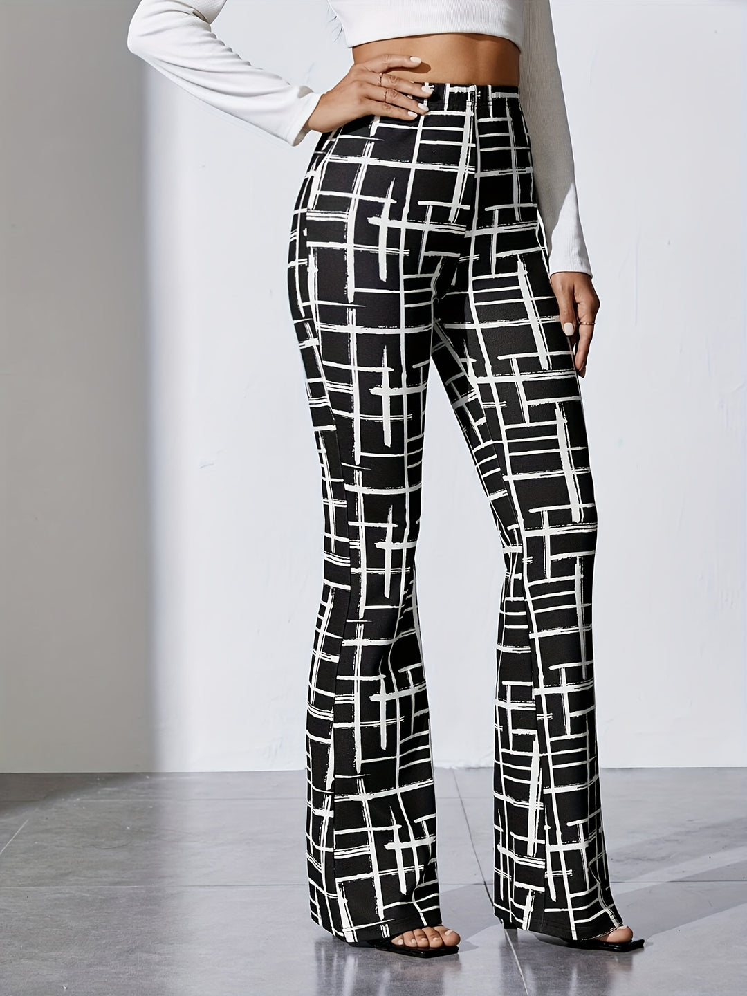 Women's Casual Chic Printed Pants - High Stretch, Machine Washable, All-Season Comfort Fit