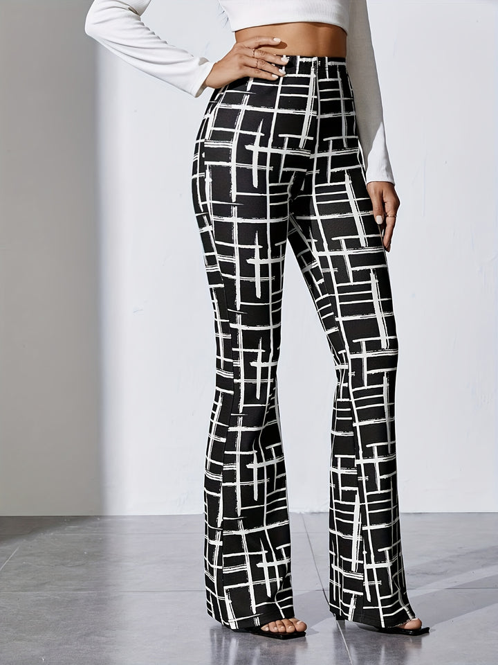 Women's Casual Chic Printed Pants - High Stretch, Machine Washable, All-Season Comfort Fit