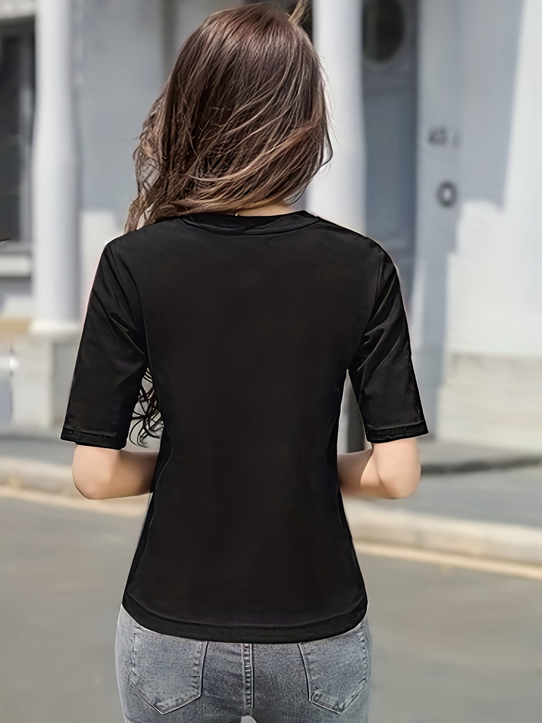 Short Sleeve Crew Neck T-Shirt, Casual Top For Summer & Spring, Women's Clothing