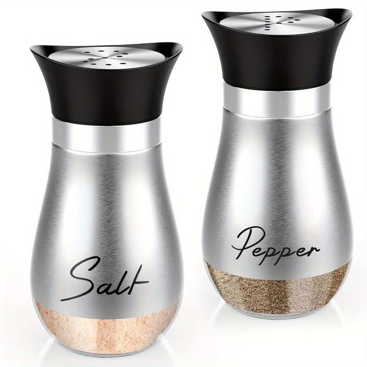 Glass Salt & Pepper Shakers - Stainless Steel Lid, 4 oz