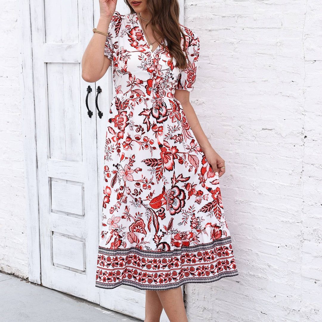 Elegant Floral Surplice Dress