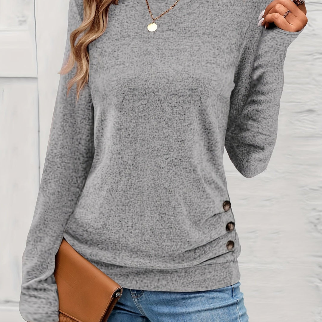 Long Sleeve Top – Button Detail Knit