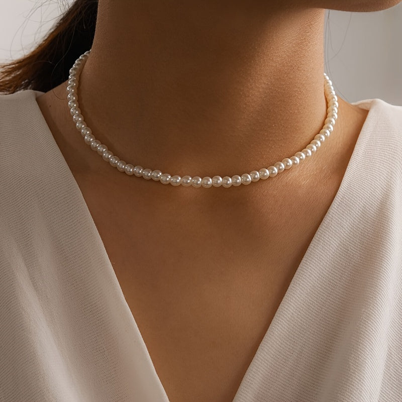 Korean Style Versatile Pearl Necklace Women's Single Layer Necklace Clavicle Chain