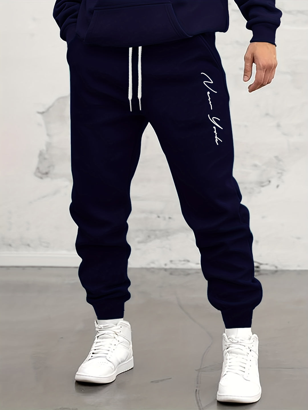 Letter Print Drawstring Sweatpants Loose Fit Pants Men's Casual Slightly Stretch Joggers For Spring Autumn Running Jogging