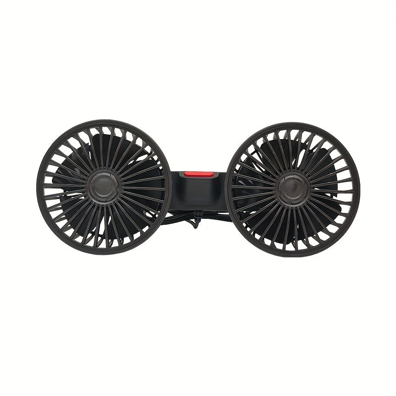 Car Fan, Car Small Air Conditioner, Dual-Head Rear Fan, Strong Wind, 5 Blades, 360 Degree Rotation, Extra Large Air Volume, Super Low Sound Operation, Easy Clip Installation, Foldable and Hidden Under the Headrest, Disassembl