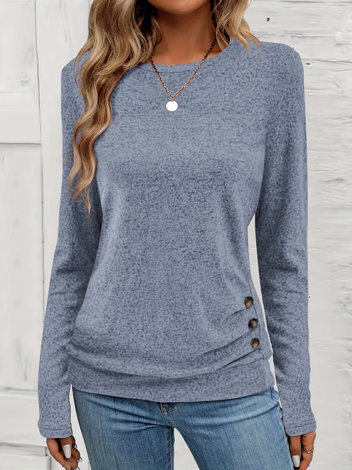 Long Sleeve Top – Button Detail Knit