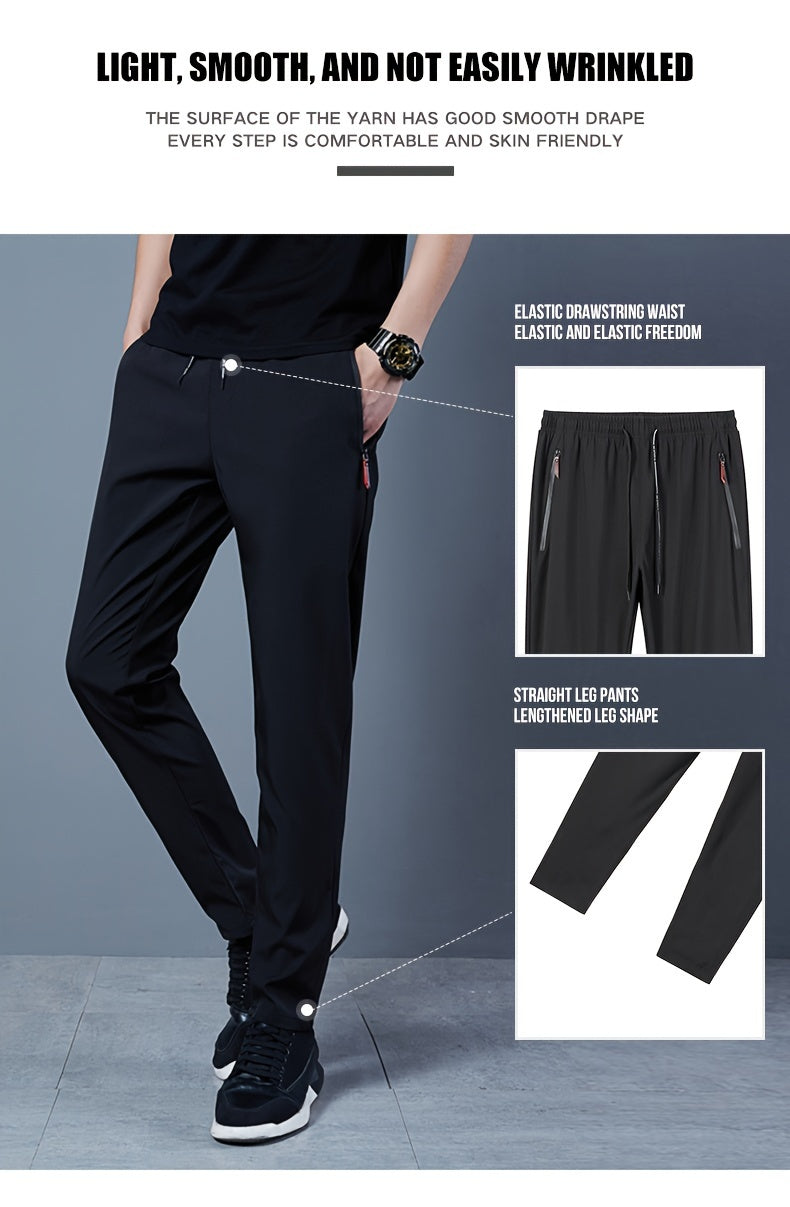 Mens Comfortable Loose Fit Pants with Secure Zip Pockets - Stylish Drawstring Barrel Trousers for Outdoor Adventures & Gifts