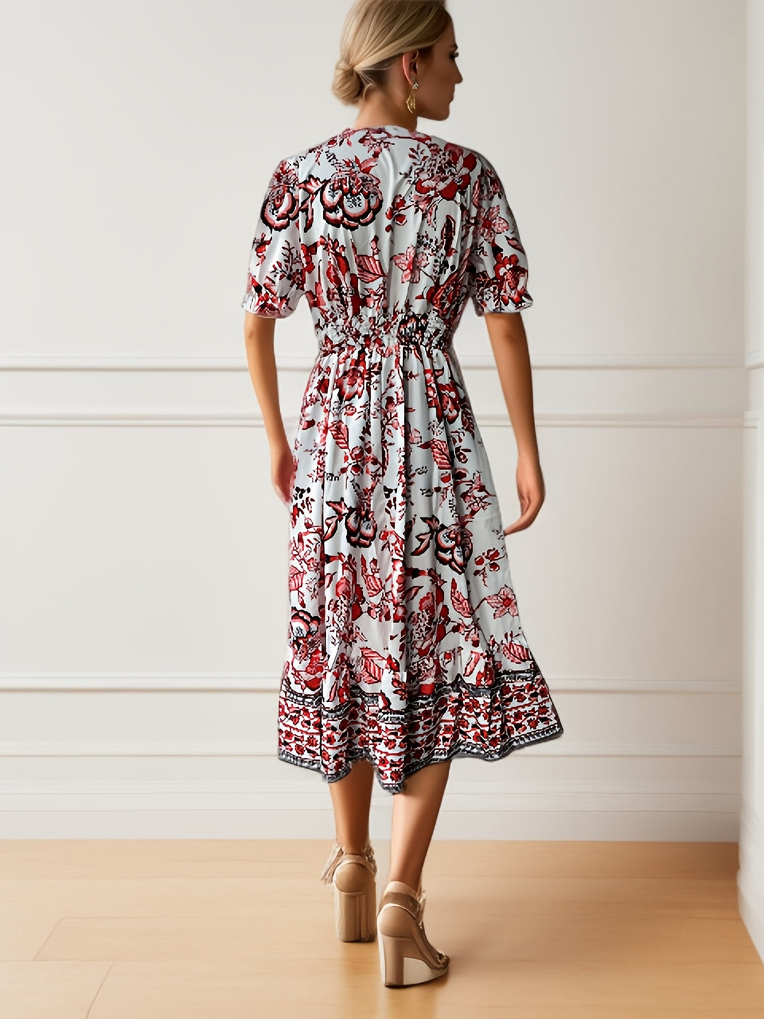 Elegant Floral Surplice Dress