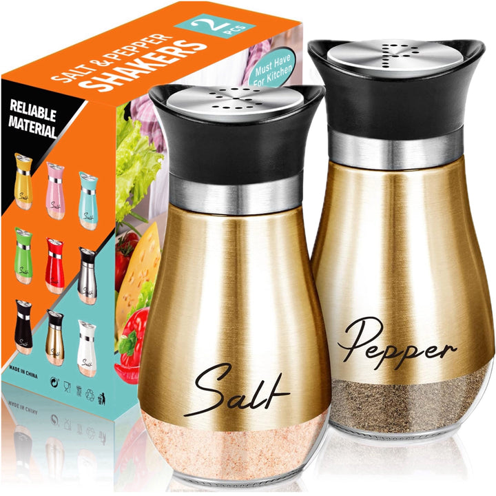 Pink Salt & Pepper Shaker Set – Glass Bottom with Stainless Steel Lid