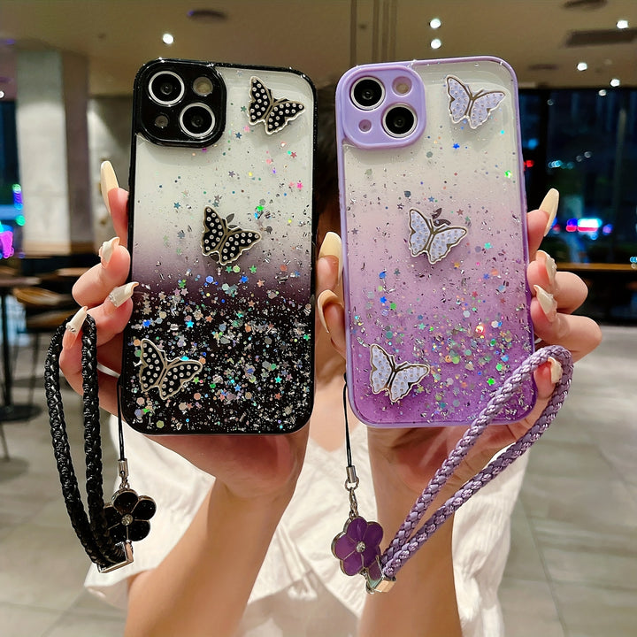 Starry Sky Phone Case – iPhone 15/14/13 Rhinestone Strap