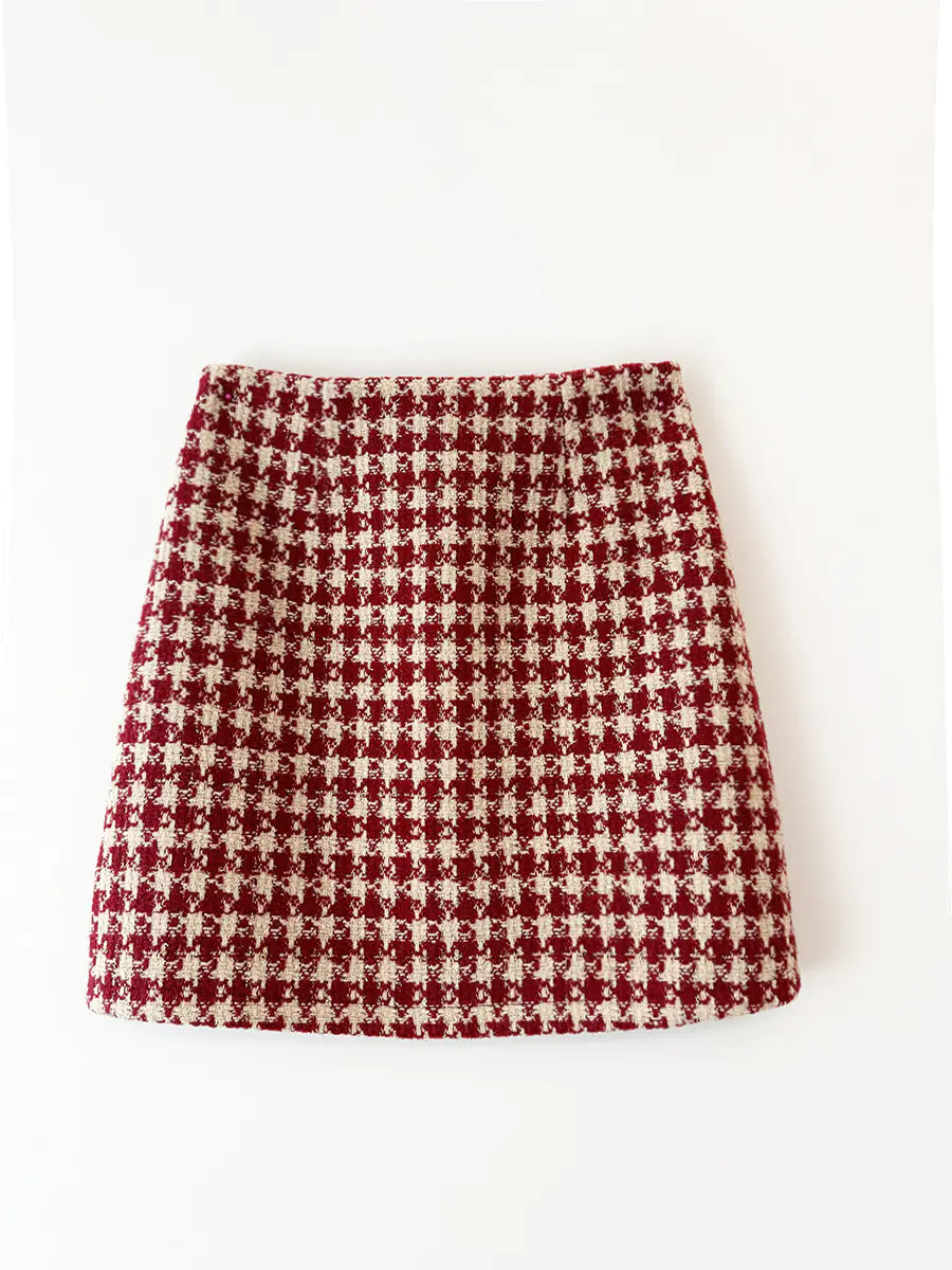 Autumn Chic Red Plaid A-Line Skirt