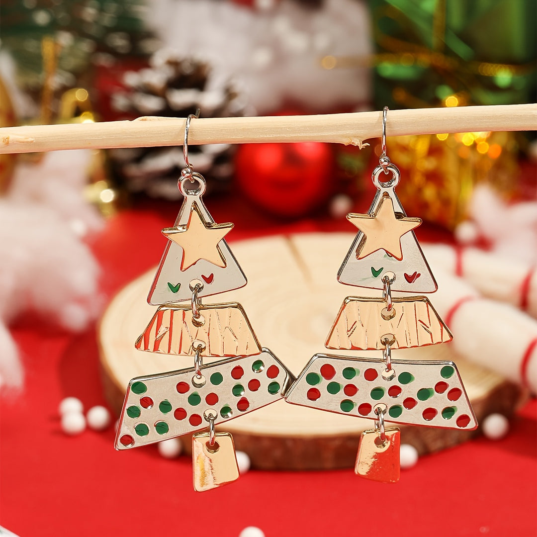 Charming Christmas Tree Dangle Earrings - Cute & Classic Zinc Alloy, Perfect Holiday Gift for Her