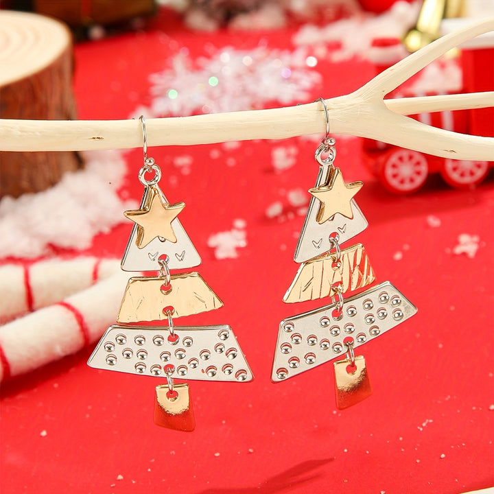 Charming Christmas Tree Dangle Earrings - Cute & Classic Zinc Alloy, Perfect Holiday Gift for Her