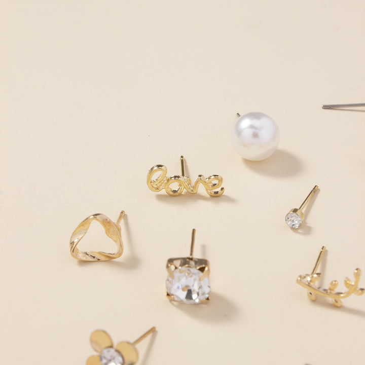 Rhinestone Stud Earrings Set – Love Design