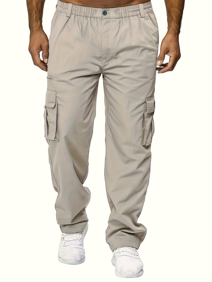 Men's Cargo Pants with Flap Pockets - Relaxed Hip-Hop Streetwear - Versatile Straight Leg Fit for Spring to Autumn Outdoor Activities