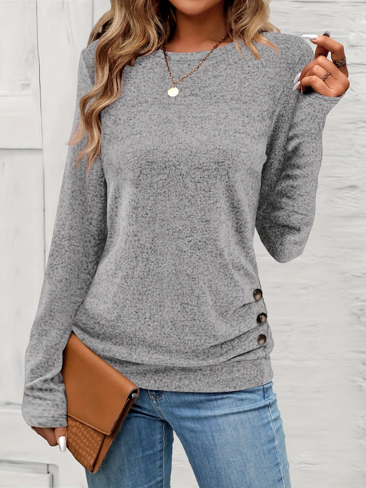 Long Sleeve Top – Button Detail Knit