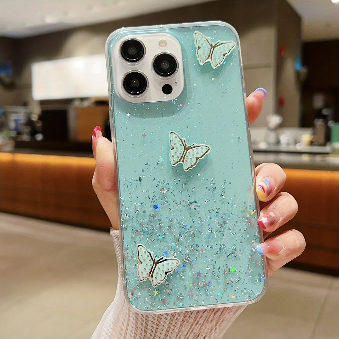 Luxury Butterfly Phone Case Protection For IPhone 15 11/11 Pro/11 Pro Max/12/12 Pro/12 Pro Max/13/13 Pro/13 Pro Max/14/14 Plus/14 Pro/14 Pro Max - Starry Sky Flashing Design