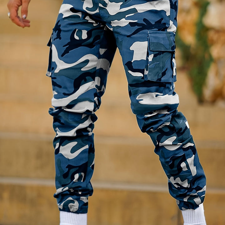 Camouflage Pattern Joggers, Men's Casual Multi Pocket Thin Sports Pants Sweatpants For Spring Summer