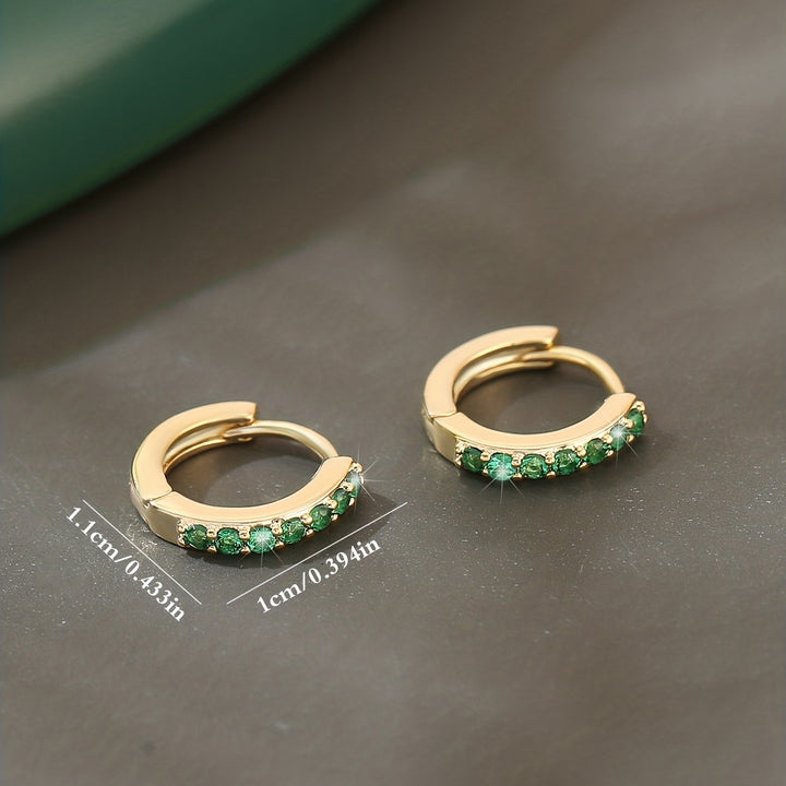 Fashionable Green Zirconium Earrings – Hip-Hop Style