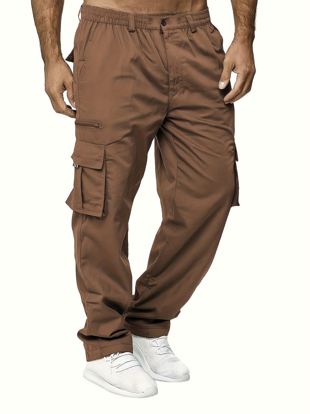 Men's Cargo Pants with Flap Pockets - Relaxed Hip-Hop Streetwear - Versatile Straight Leg Fit for Spring to Autumn Outdoor Activities