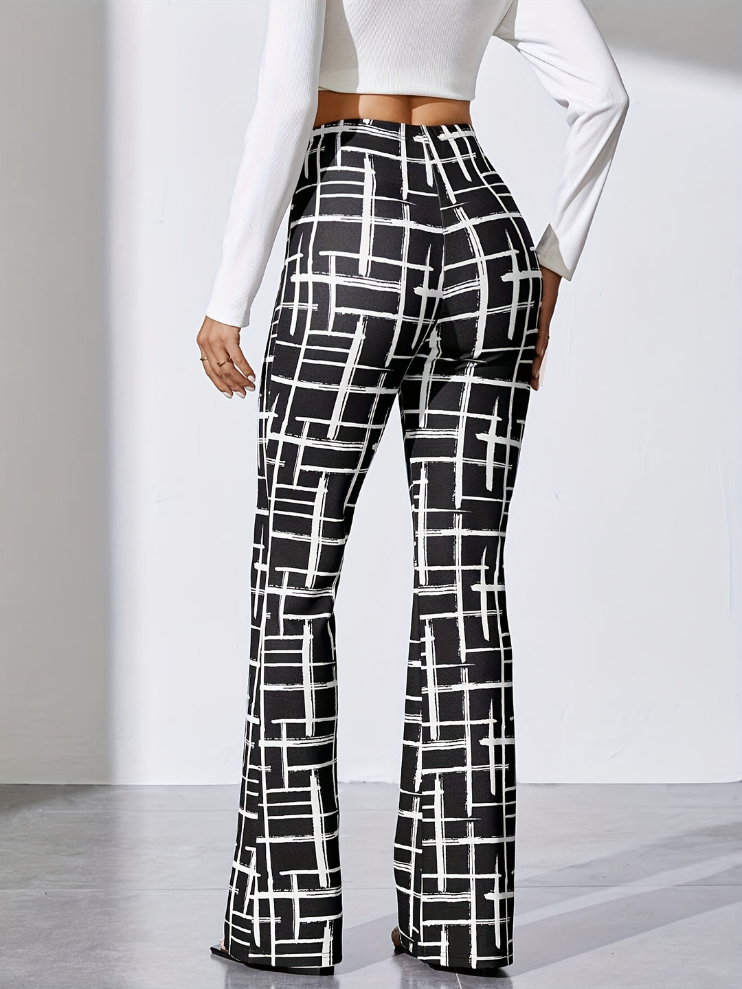 Women's Casual Chic Printed Pants - High Stretch, Machine Washable, All-Season Comfort Fit