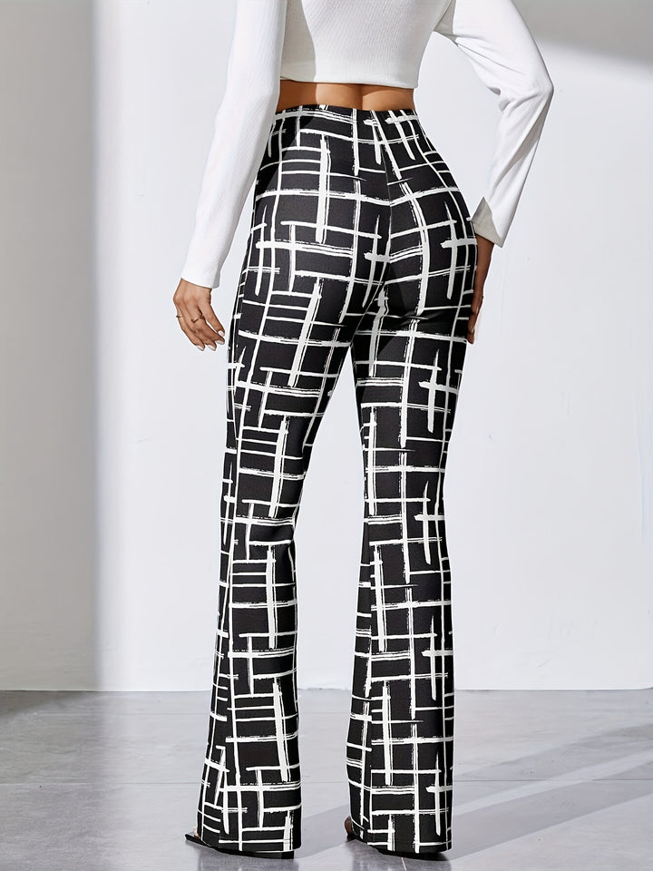 Women's Casual Chic Printed Pants - High Stretch, Machine Washable, All-Season Comfort Fit