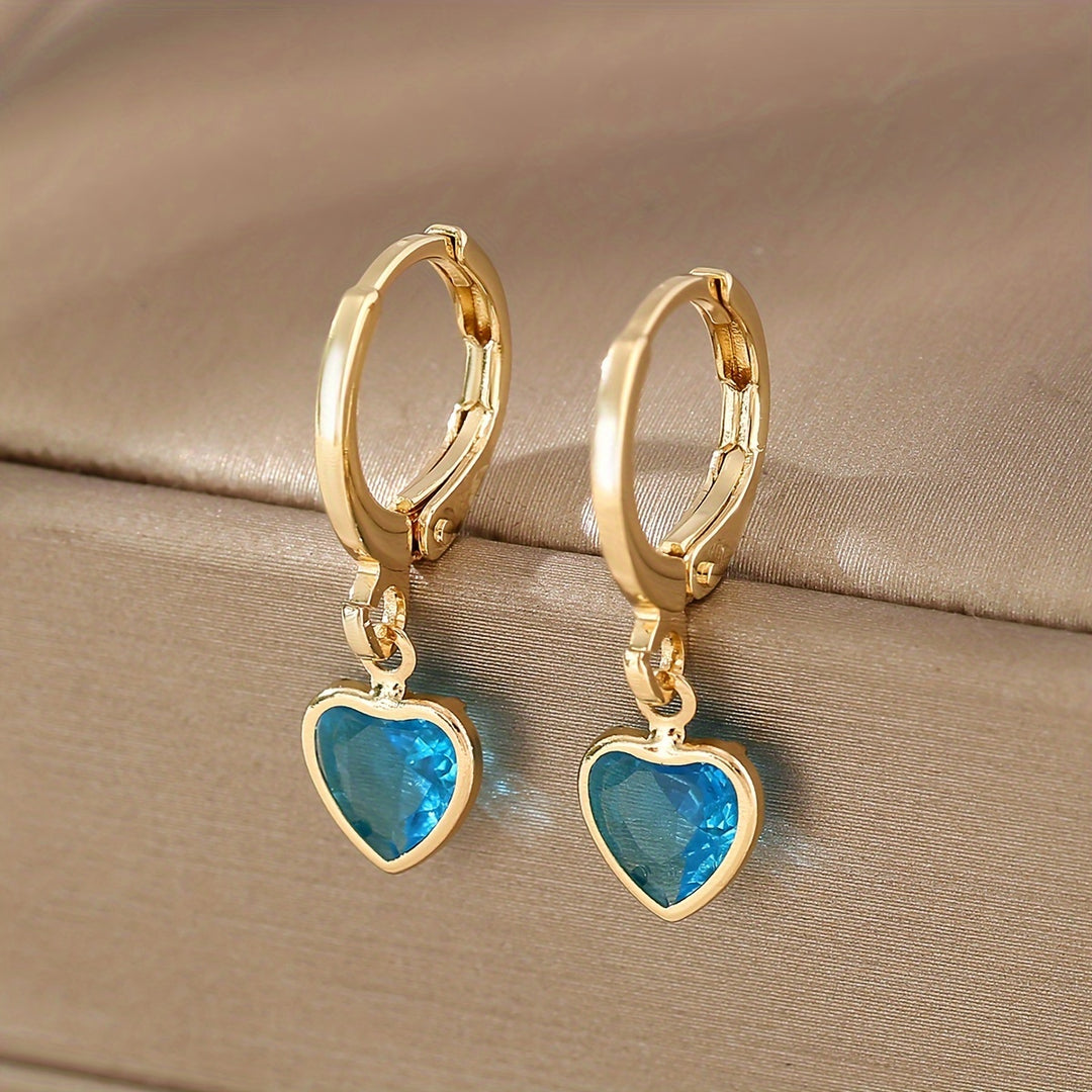 Y2K Heart Pendant Earrings – Colorful Zirconia