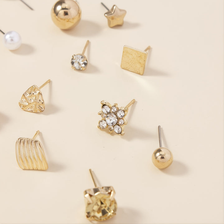 Rhinestone Stud Earrings Set – Love Design