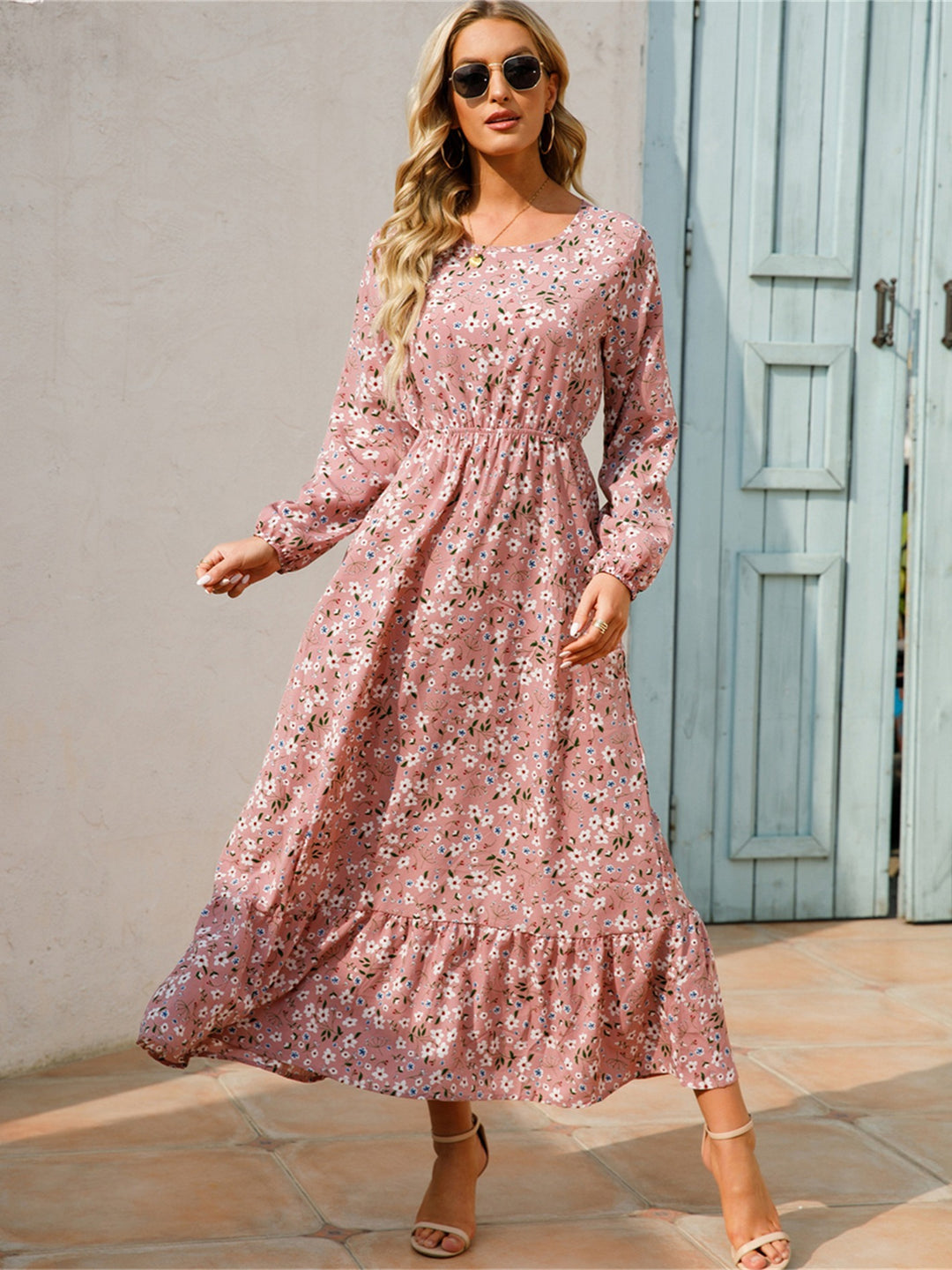 Boho Ruffle Floral Long Dress