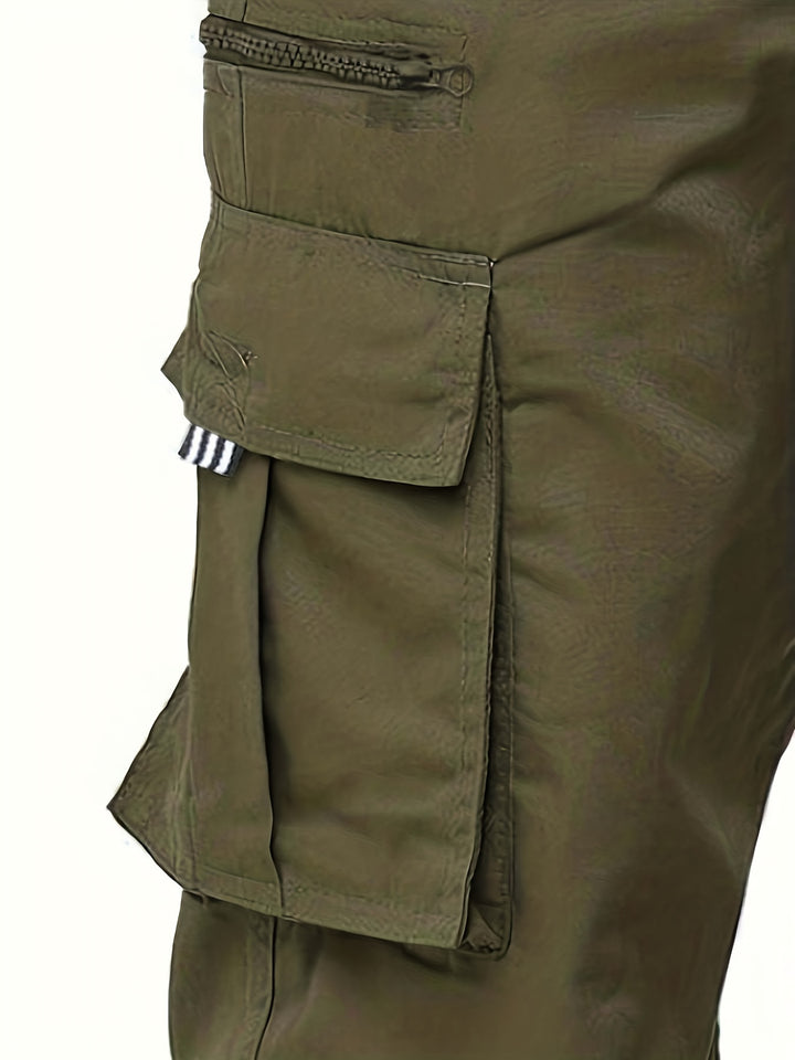 Men's Cargo Pants with Flap Pockets - Relaxed Hip-Hop Streetwear - Versatile Straight Leg Fit for Spring to Autumn Outdoor Activities