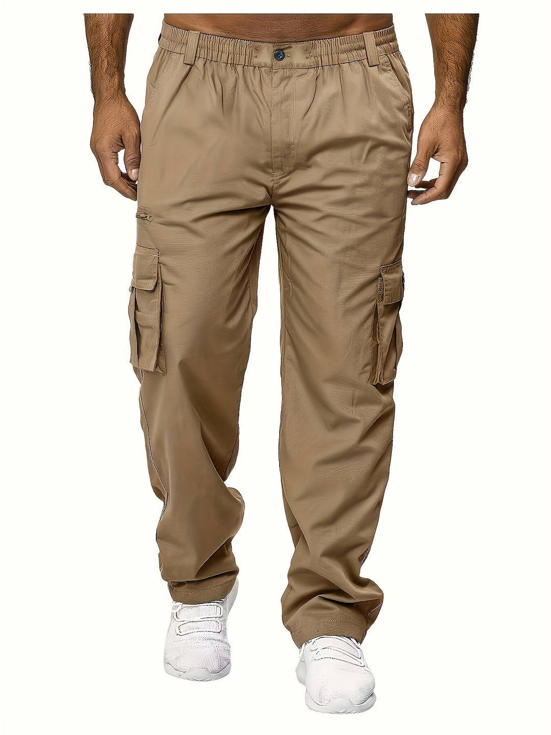 Men's Cargo Pants with Flap Pockets - Relaxed Hip-Hop Streetwear - Versatile Straight Leg Fit for Spring to Autumn Outdoor Activities