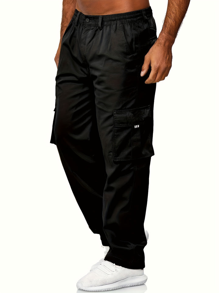 Men's Cargo Pants with Flap Pockets - Relaxed Hip-Hop Streetwear - Versatile Straight Leg Fit for Spring to Autumn Outdoor Activities