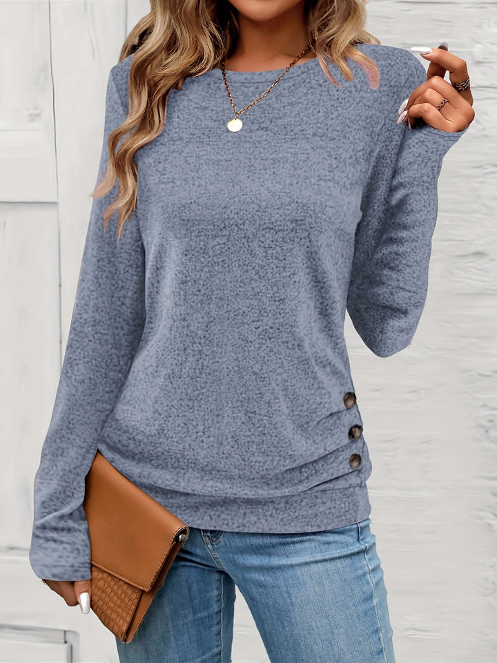 Long Sleeve Top – Button Detail Knit