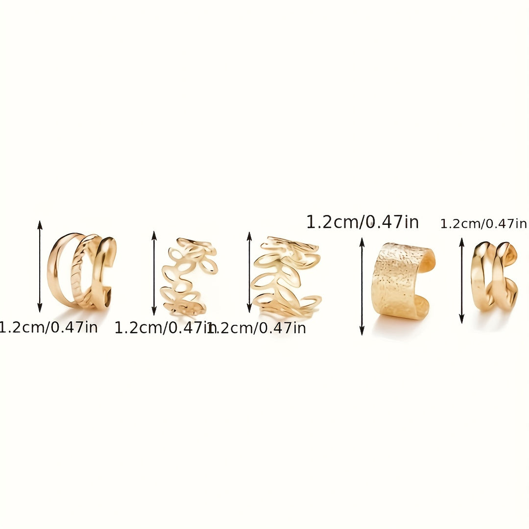 Five-piece Set Of Women's Ear Cuffs