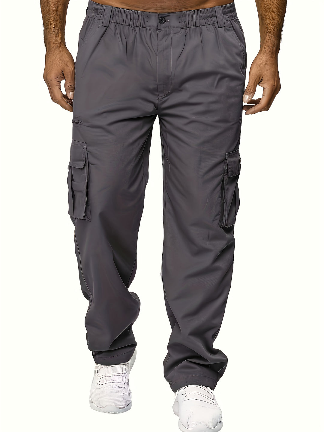 Men's Cargo Pants with Flap Pockets - Relaxed Hip-Hop Streetwear - Versatile Straight Leg Fit for Spring to Autumn Outdoor Activities