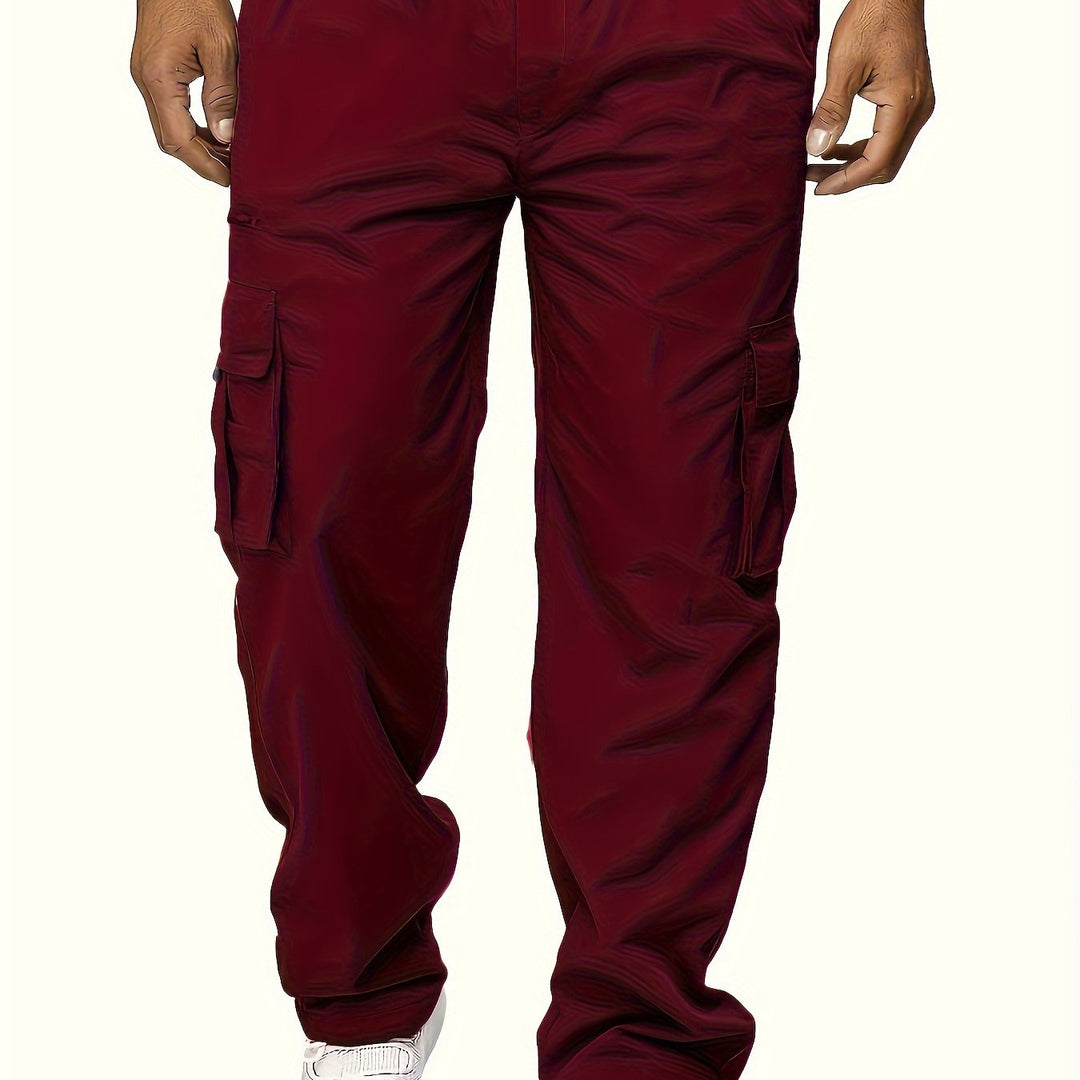 Men's Cargo Pants with Flap Pockets - Relaxed Hip-Hop Streetwear - Versatile Straight Leg Fit for Spring to Autumn Outdoor Activities