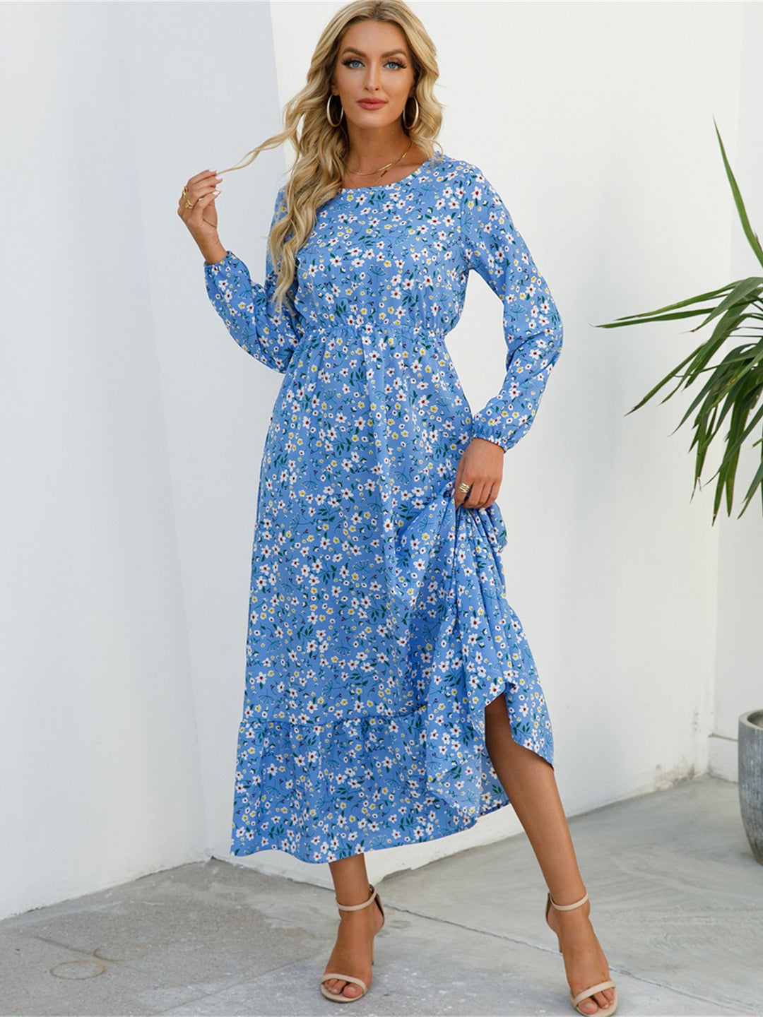 Boho Ruffle Floral Long Dress