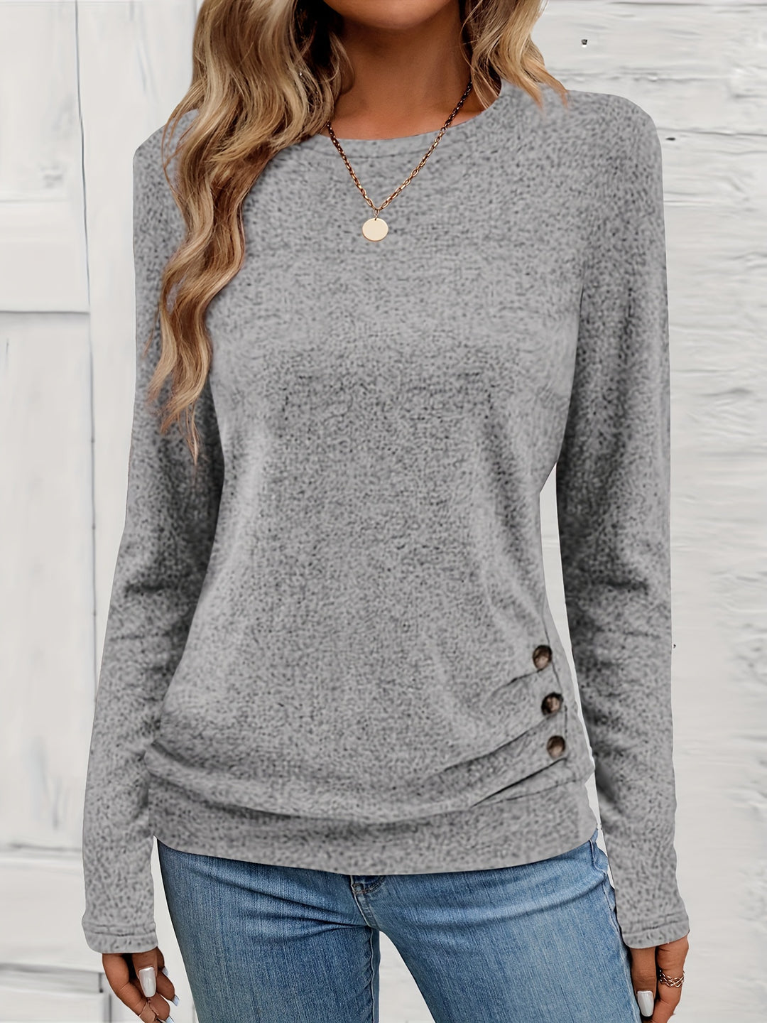 Long Sleeve Top – Button Detail Knit