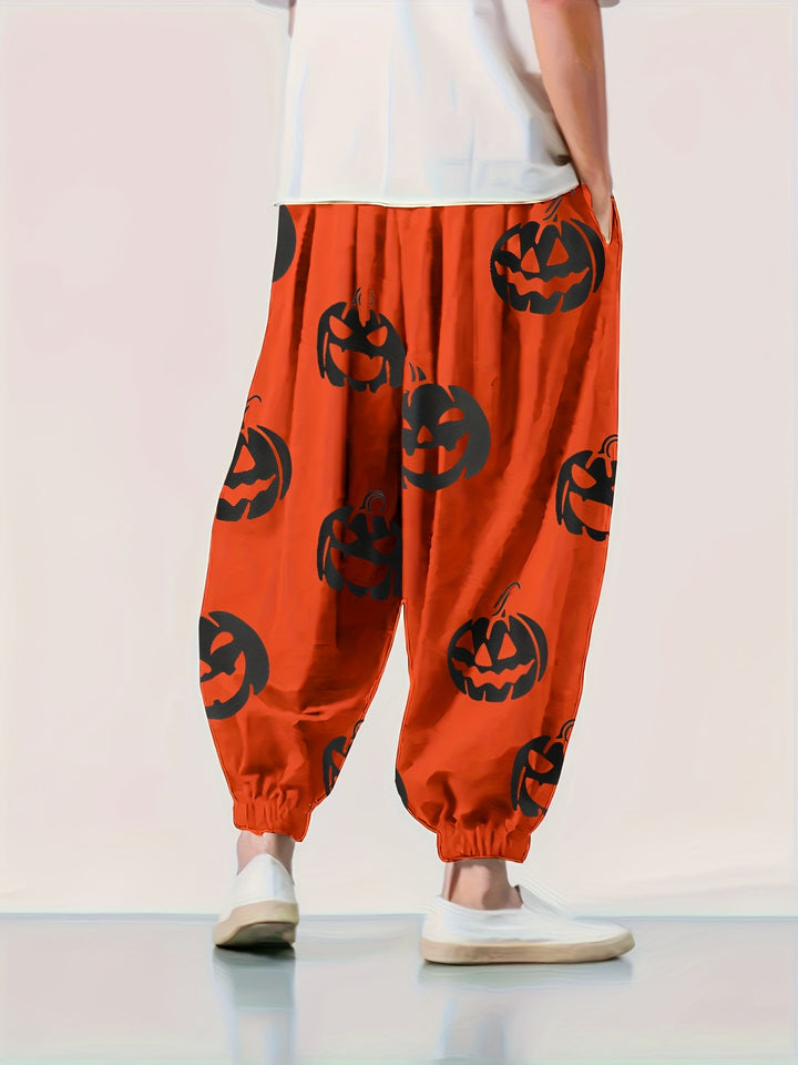 Men's Casual Solid Comfy Harem Pants With Drawstring, Hip Hop Style Trousers For Spring And Autumn