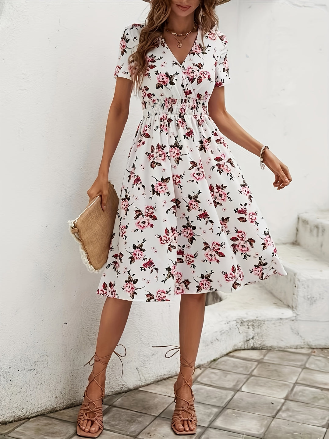 Boho V-Neck Floral Dress