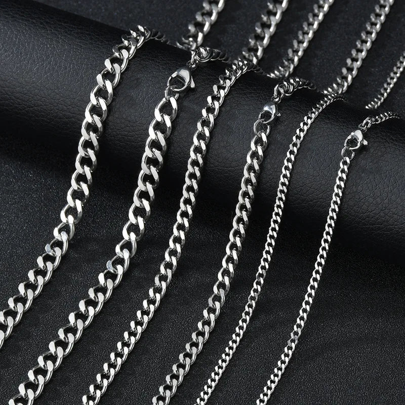 Men Stainless Steel Basic Chain Necklace Titanium Steel Jewelry Cuban Chain For Women