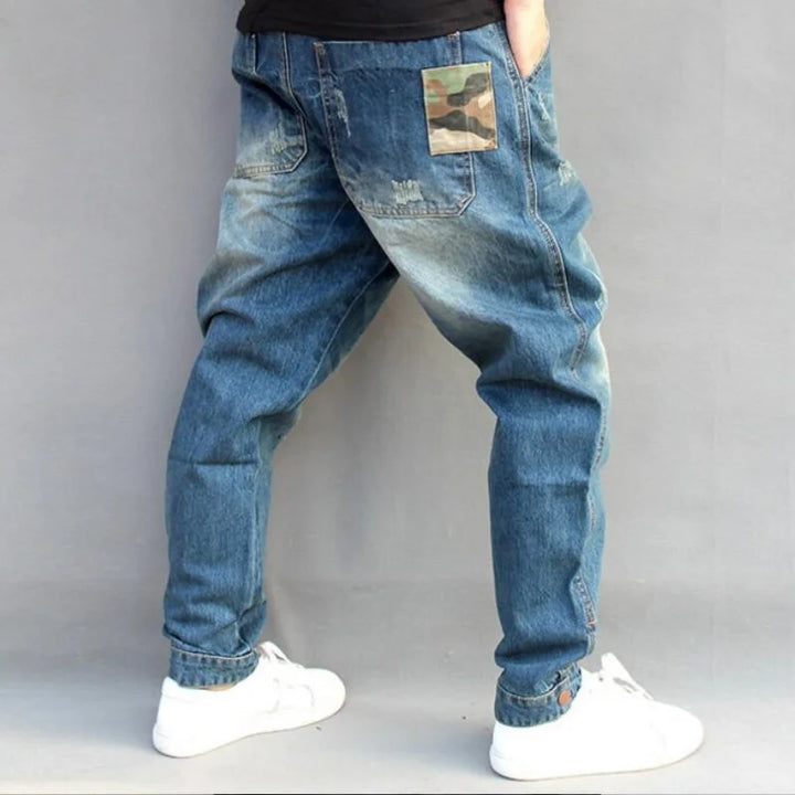 Hole Blue Ripped Baggy Jeans Men Hip Hop Streetwear Skateboarder Denim Pants Men's Loose Fit Plus Size Hiphop Jeans Size S-4XL