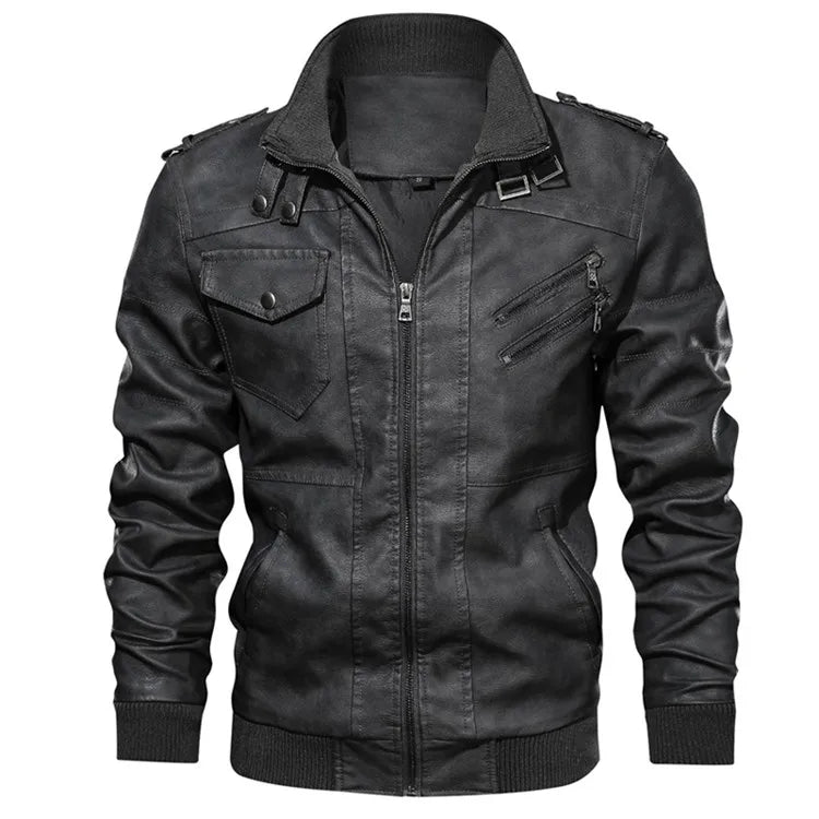 KB New Men's Leather Jackets Autumn Casual Motorcycle PU Jacket Biker Leather Coats Brand Clothing EU Size SA722