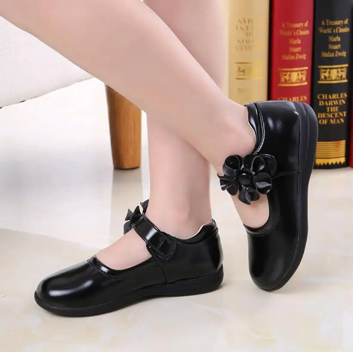 Girls Leather Shoes for Children Wedding Dress Princess School Shoes Kids Summer Bow-knot Black Student Sandals Korean Fashion