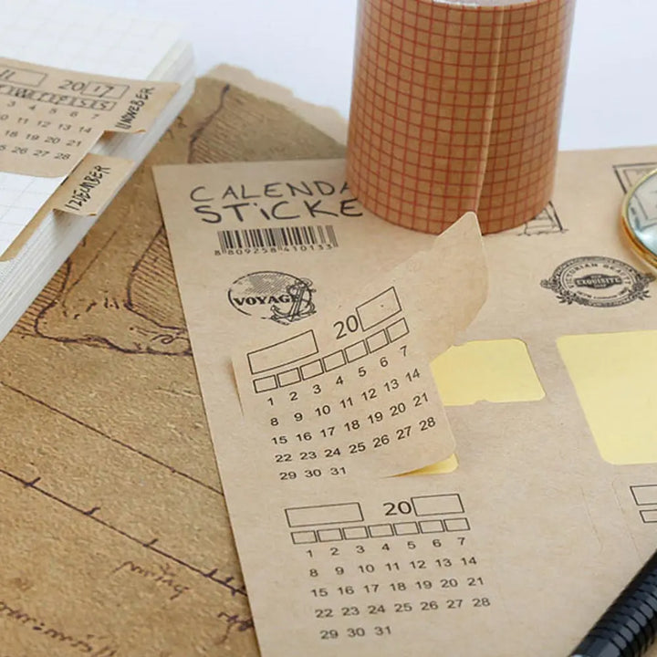 Vintage Style Calendar Index Stickers