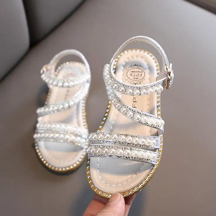 Girl Sandals Summer Fashion Kids Baby Girls Bling Rhinestone Princess Single Sandals For Little Big Girl's Shoes